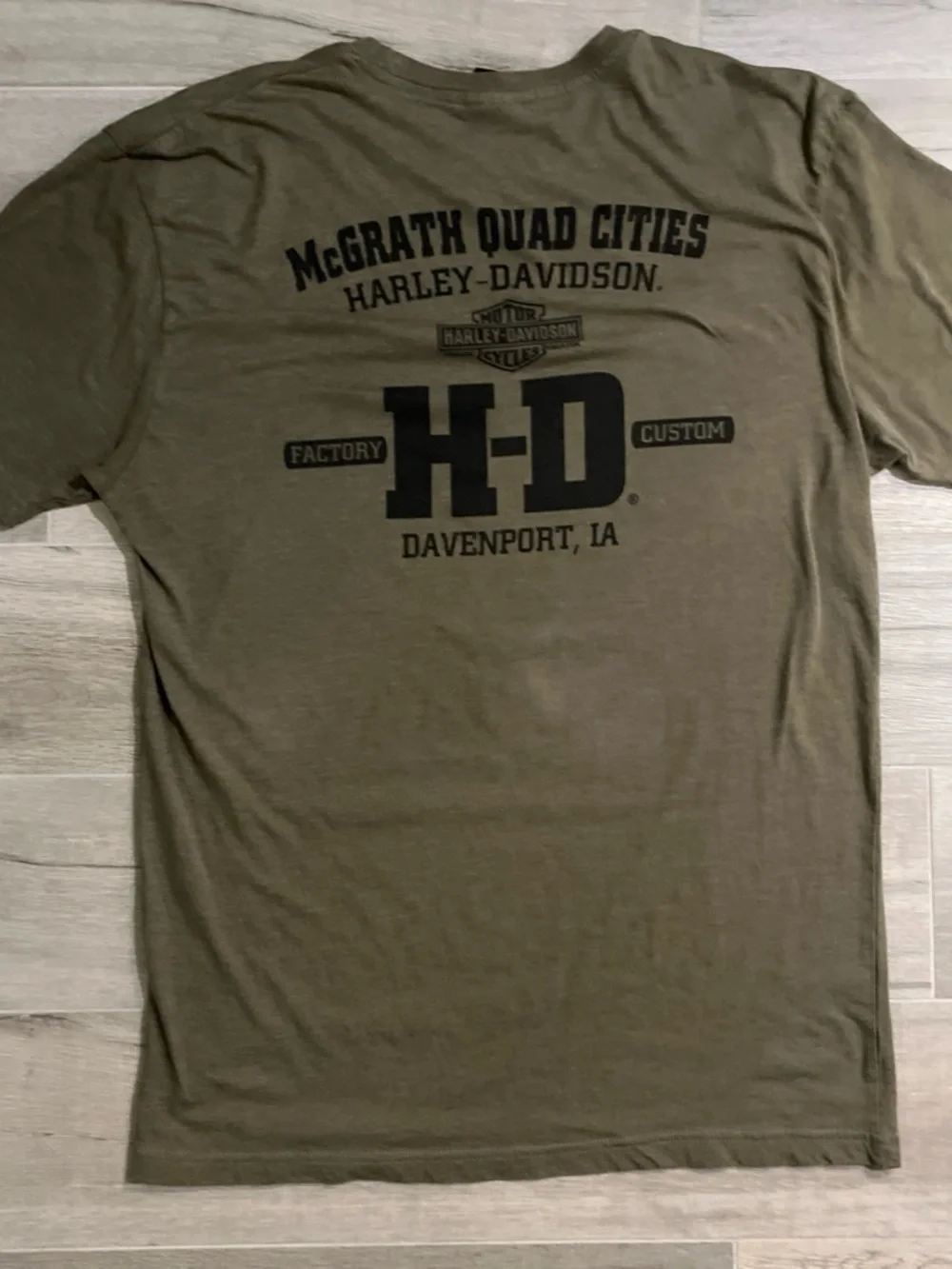 Harley-Davidson Olive Green Short Sleeve Motorcycle Logo Tee Size L